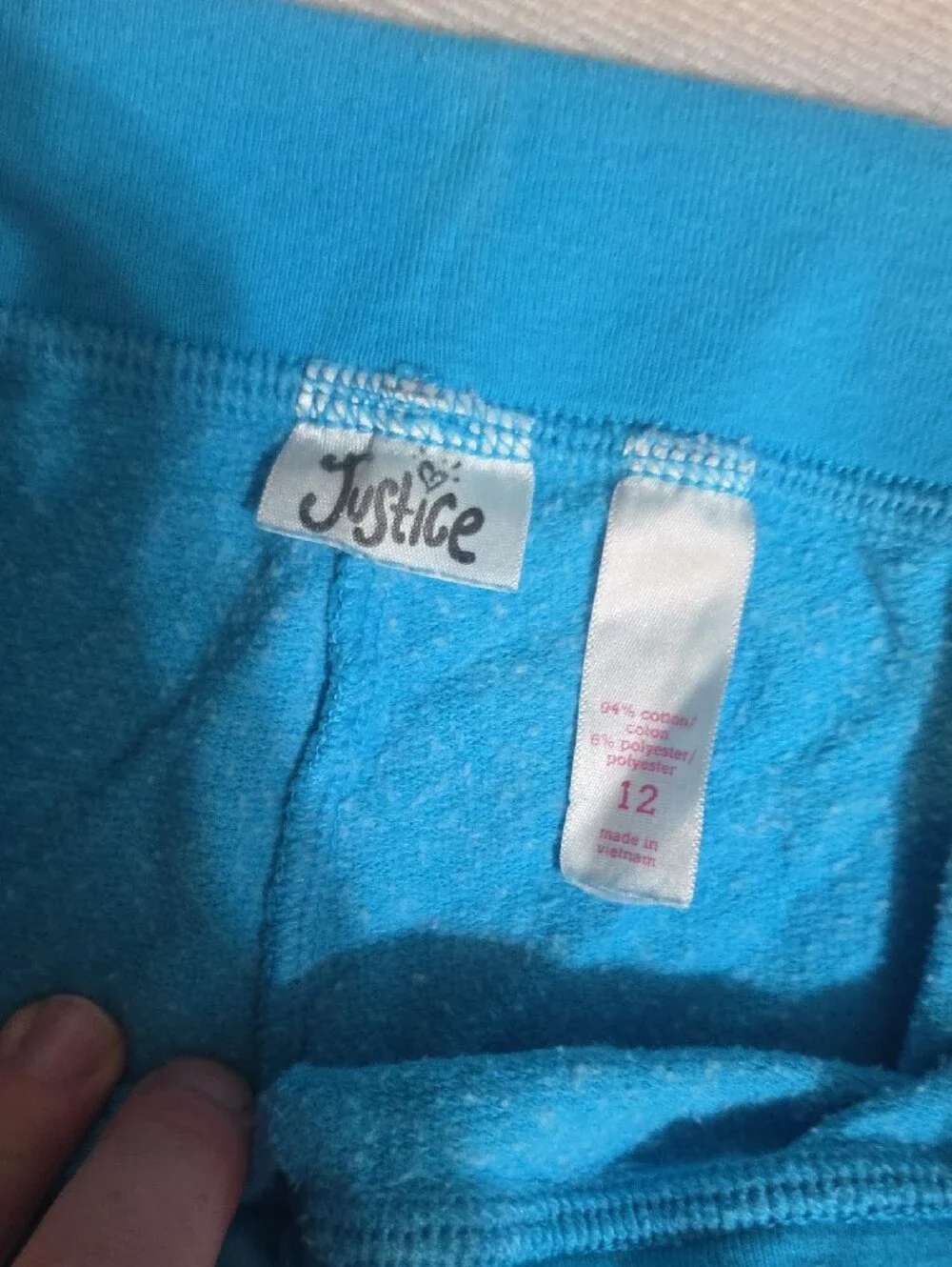 Justice Teal Blue Kids Joggers with Side Lettering